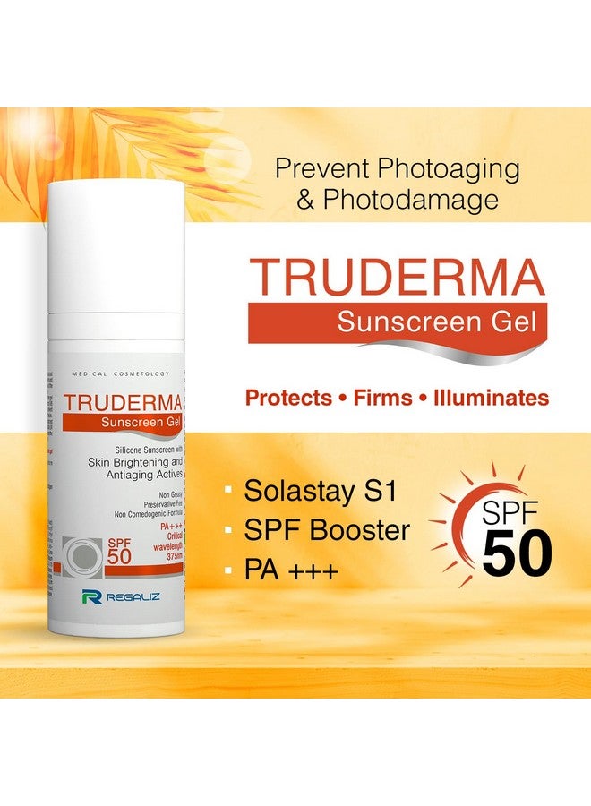 Regaliz Truderma Silicone Sunscreen Gel Spf 50+ Skin Brightening & Antiaging Broad Spectrum Uva & Uvb Protection 50Gm - Image 2