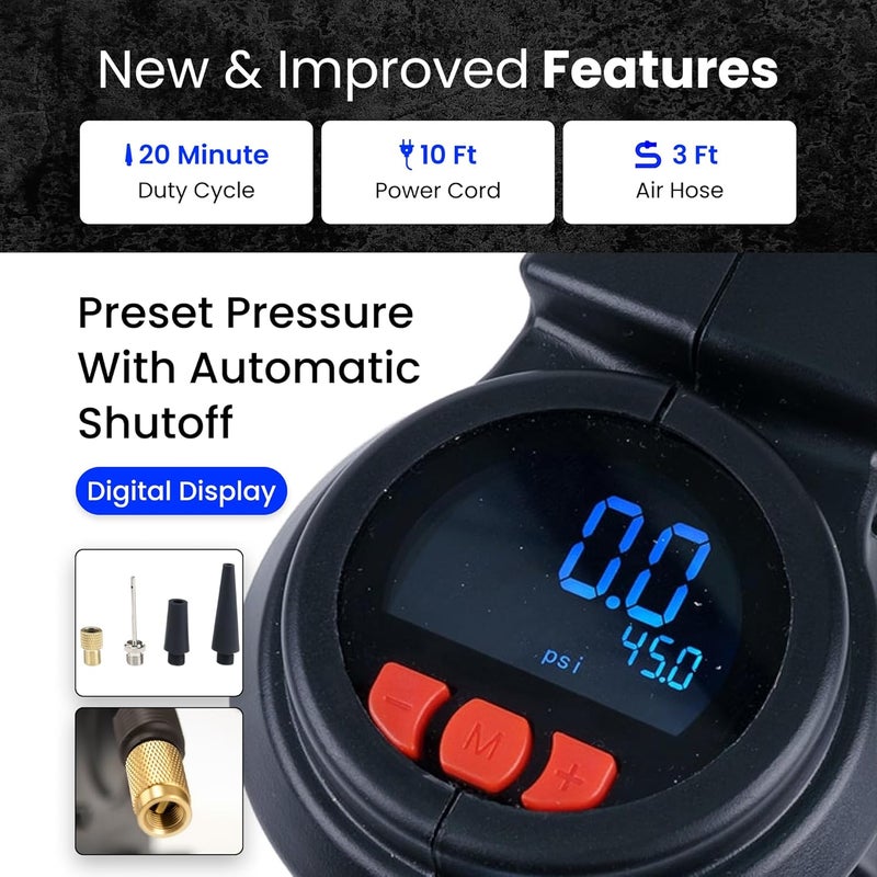 Viair Digital EVC85P - Portable Air Compressor Tire Inflator for Car, SUV & Truck | Preset Automatic Shut Off Feature | 12V Road Tire Pump Air Compressor 60 PSI - Image 3