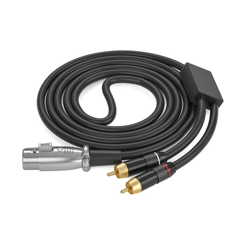كابل محول من أنثى XLR سوداء إلى 2 مقبس RCA مقسم Y بطول 3 أمتار لمكبرات الصوت والشاشات - Image 2