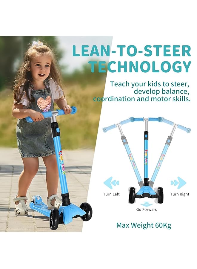 SKY-TOUCH Kids Scooter 3 Wheel Foldable Kick Scooter For Boys Girls Ages 3 14 Years Adjustable Height Lean To Steer Non Slip Deck Lightweight Push Scooter For Children - Image 5