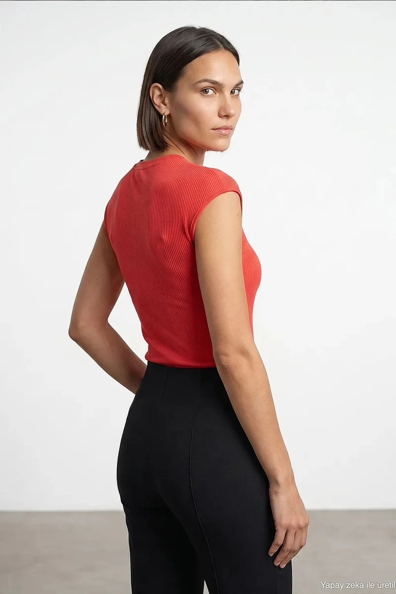 Dilvin Brick Red DILVIN Fitted Cotton Jersey Crew Neck T-Shirt for Women | Best Price UAE