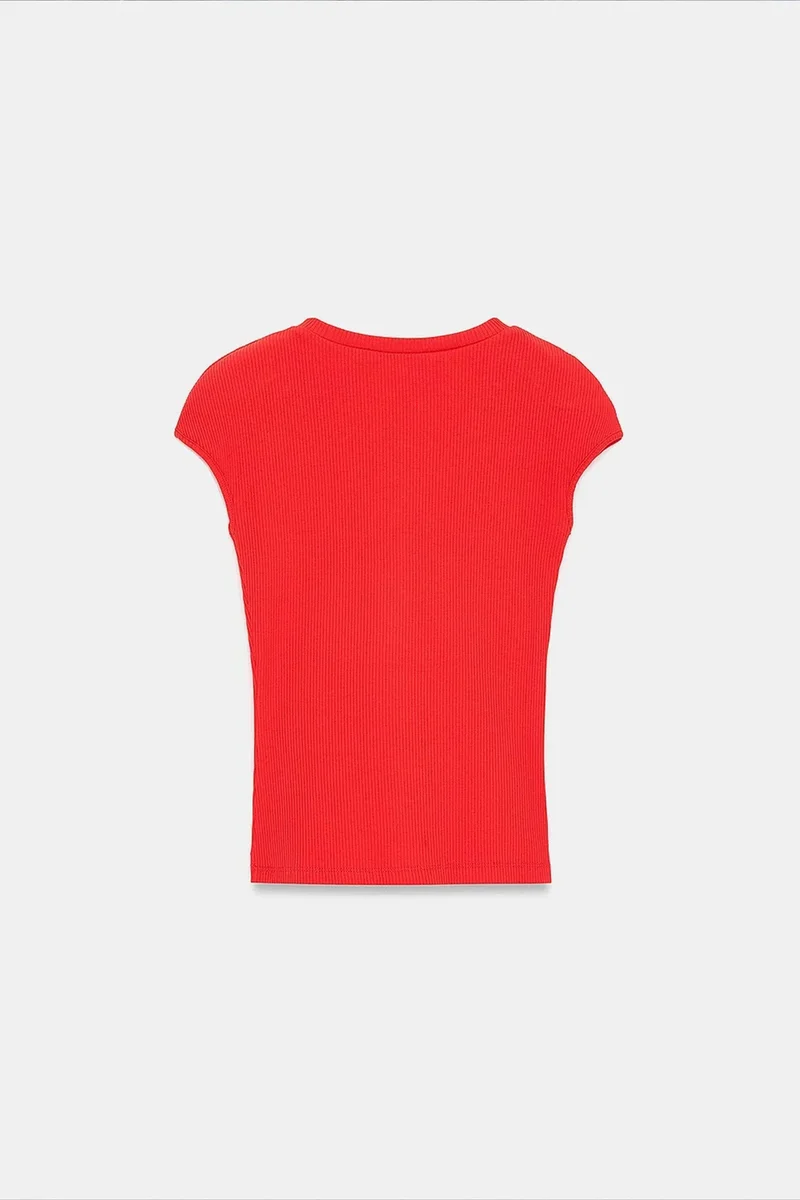 Dilvin Brick Red DILVIN Fitted Cotton Jersey Crew Neck T-Shirt for Women | Best Price UAE