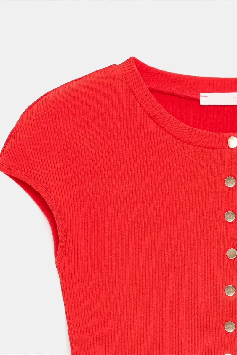 Dilvin Brick Red DILVIN Fitted Cotton Jersey Crew Neck T-Shirt for Women | Best Price UAE