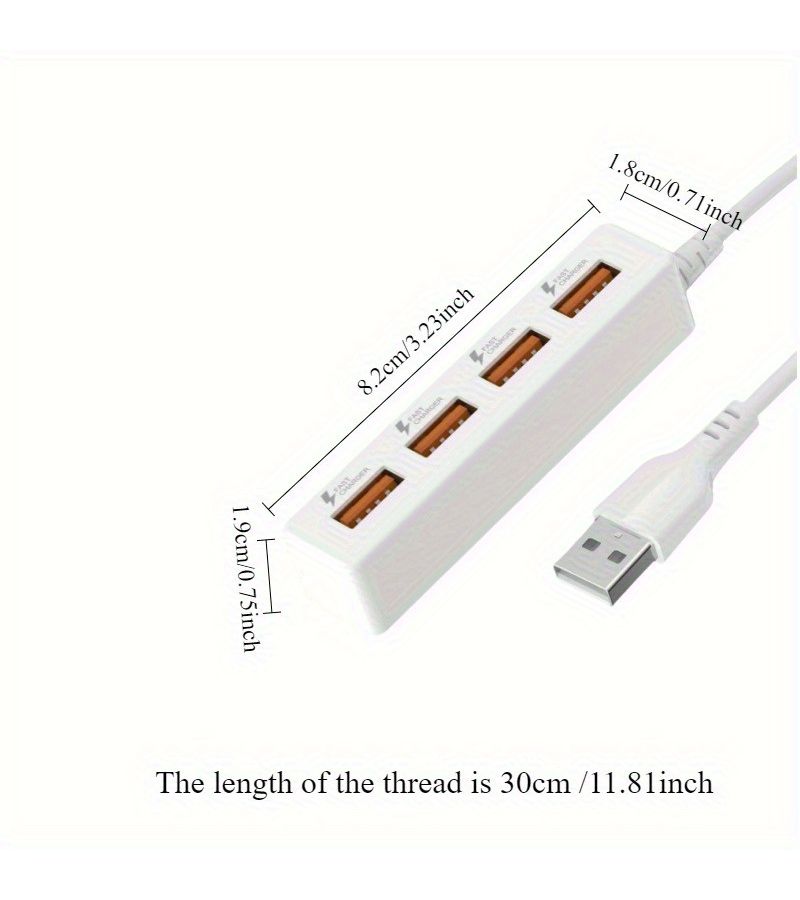 4 منافذ USB 3.0 هاب 25 واط محطة إرساء مكتبية توصيل وتشغيل، نقل بيانات عالي السرعة مع تأثير تضخيم، كابل تمديد للكمبيوتر متوافق مع الهواتف وسماعات الرأس وأجهزة USB-C - Image 4