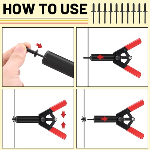 Mardatt 46Pcs Plastic Rivet Gun Kit with Nylon Blind Rivets, Fastener Removal Tool and Precision Tools Hooks, Plastic Rivets Safe Metal Plastic Clips Removal Hand Riveter for Automotive Removing - Image 5