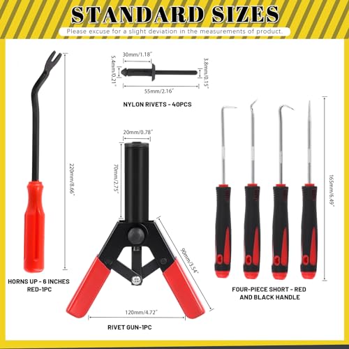 Mardatt 46Pcs Plastic Rivet Gun Kit with Nylon Blind Rivets, Fastener Removal Tool and Precision Tools Hooks, Plastic Rivets Safe Metal Plastic Clips Removal Hand Riveter for Automotive Removing - Image 2