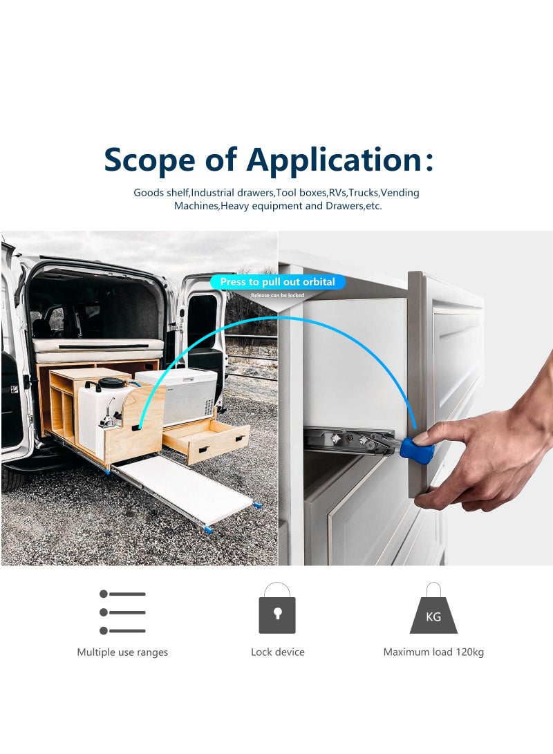 SYOSI Push to Open Drawer Runners Heavy Duty Drawer Runners Full Extension 350mm Side Mount Ball Bearing Kitchen Cabinet Slides Rails Replacement Heavy Duty 120kg Load Capacity 1 Pair - Image 5