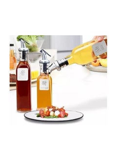 Generic Oil, vinegar and spice bottle organizer set made of healthy and safe glass that can be reused and used multiple times. The set consists of 5 pieces: 2 thin-neck oil bottles (500 ml) and 3 spice jars (5 cm).  - Image 3