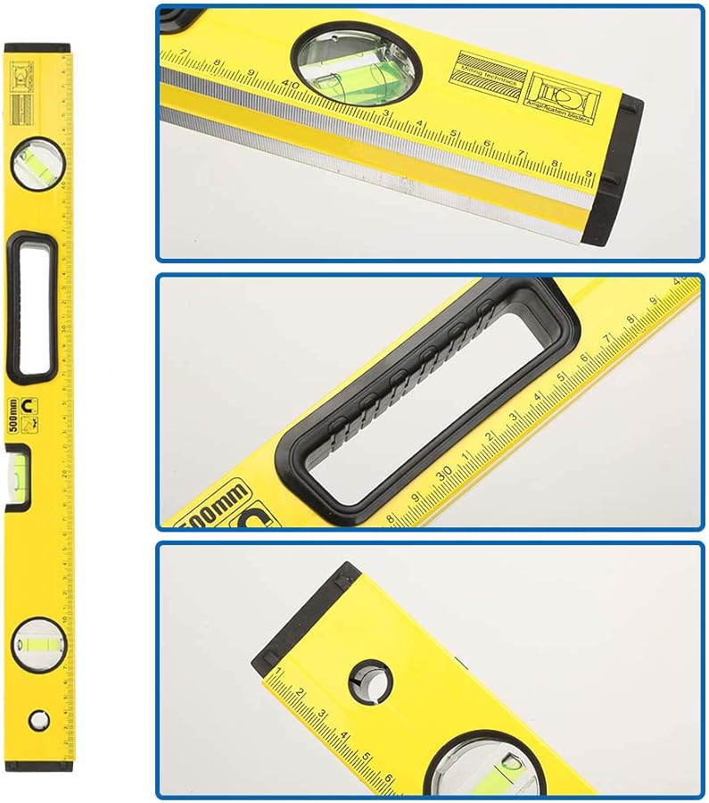 500mm Aluminum Alloy Bubble Level Ruler with Reinforced Frame and Angle Finder - Image 3