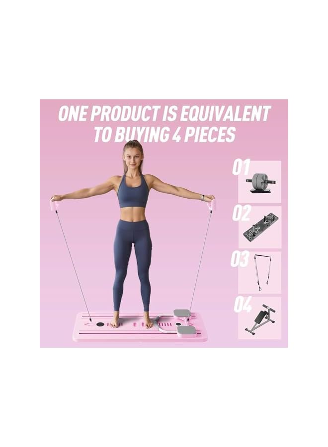 Generic Pilates Board, بيلاتيس Pilates Reformer Set, 5 in1 Pilates Reformer Machine with Timer, Multi-Purpose Foldable Pilates Reformer Board for Home, Pilates Sliding Board for Home Women Men  - Image 2