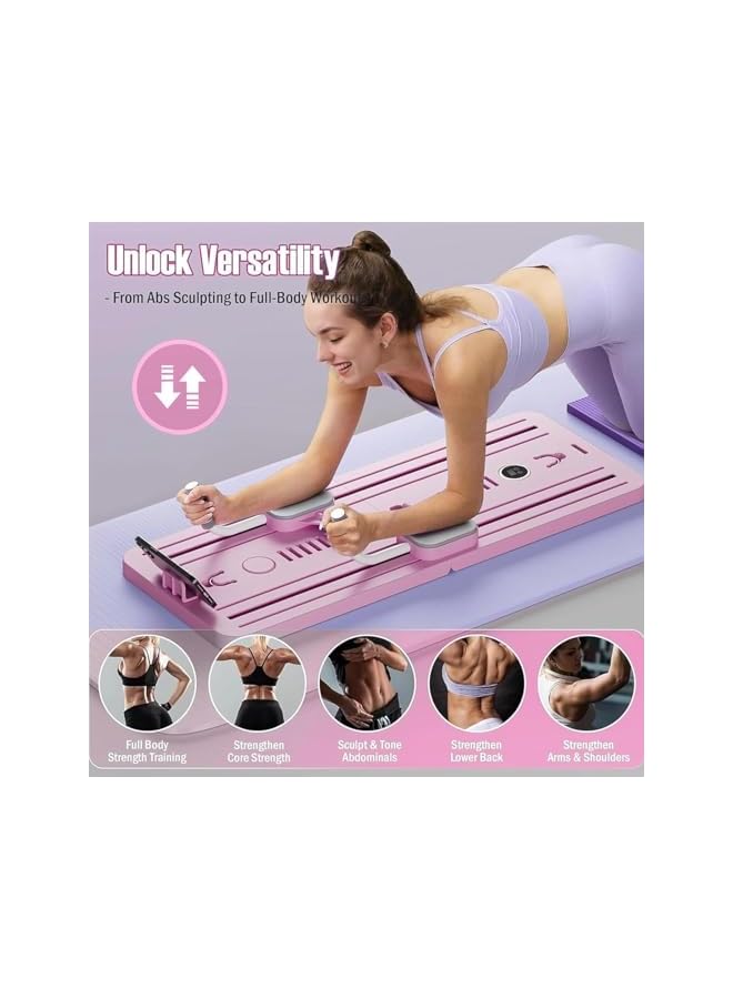 Generic Pilates Board, بيلاتيس Pilates Reformer Set, 5 in1 Pilates Reformer Machine with Timer, Multi-Purpose Foldable Pilates Reformer Board for Home, Pilates Sliding Board for Home Women Men  - Image 4