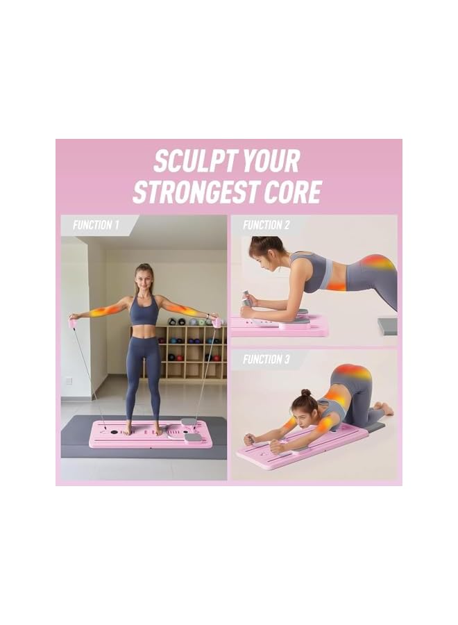 Generic Pilates Board, بيلاتيس Pilates Reformer Set, 5 in1 Pilates Reformer Machine with Timer, Multi-Purpose Foldable Pilates Reformer Board for Home, Pilates Sliding Board for Home Women Men  - Image 3