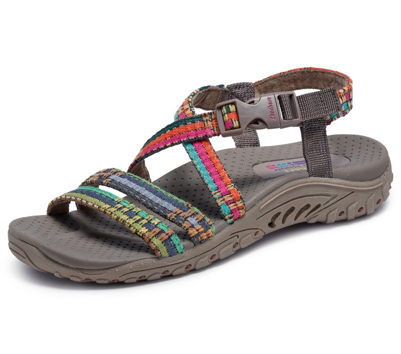Skechers Women's Reggae-Sew Me-Boho Woven Strappy Slingback Sandal, Taupe Multi, 7 - Image 1