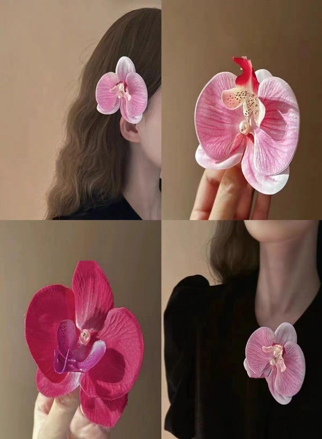 HANSAMU 6 Pcs Flower Hair Clips, Bohemian Butterfly Orchid Hairpin, Artificial Phalaenopsis Hair Barrette for Seaside Holiday, Bridal Hair Accessories Bobby Pins Headwear for Woman Girl Lady Kids - Image 2