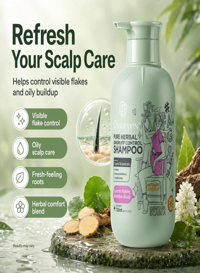 CNMOFAXIN Anti Dandruff Shampoo with Salicylic Acid & Piroctone Olamine, Flake Control for Oily Scalp & Buildup, Soothing Herbal Care with Ginseng & Cica, Clarifying Volumizing Shampoo, 24.7 fl oz - Image 2