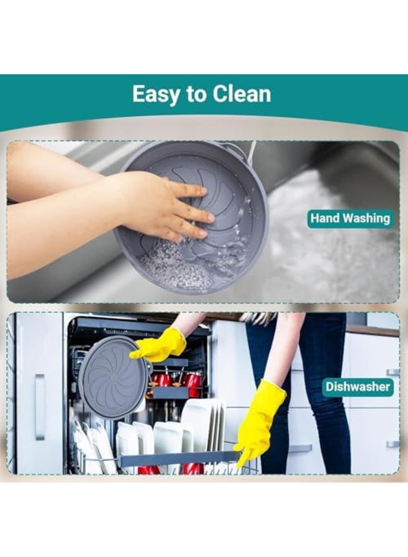 SYOSI Reusable Air Fryer Silicone Liners, Foldable Basket Inserts for Airfryer Accessories, Versatile Round Baking Trays for Microwave, Oven, and Air Fryer Cooking, Non-Stick and Easy Clean (Grey) - Image 2