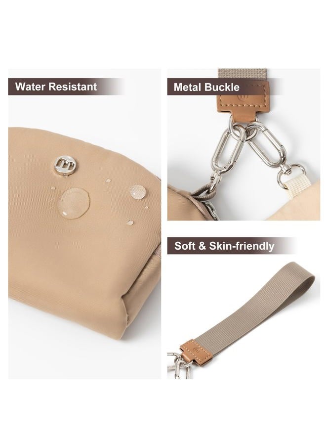 MEXS Keychain Wallet Mini Zip Around Wristlet Wallets for Women Detachable Dual Pouch Wristlet Portable Coin Purse Small Wallets, Khaki+Brown, Cool - Image 5