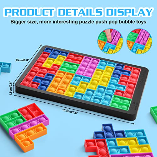 Ainiv Pop Puzzle Popper Fidget Game, Push Pop Brain Teasers Toy, Silicone Jigsaw Building Blocks Game Board, Educational Learning Puzzle and Intelligence Toys for Anxiety & Stress Relief - Image 2