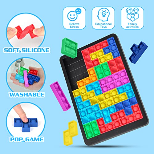 Ainiv Pop Puzzle Popper Fidget Game, Push Pop Brain Teasers Toy, Silicone Jigsaw Building Blocks Game Board, Educational Learning Puzzle and Intelligence Toys for Anxiety & Stress Relief - Image 4