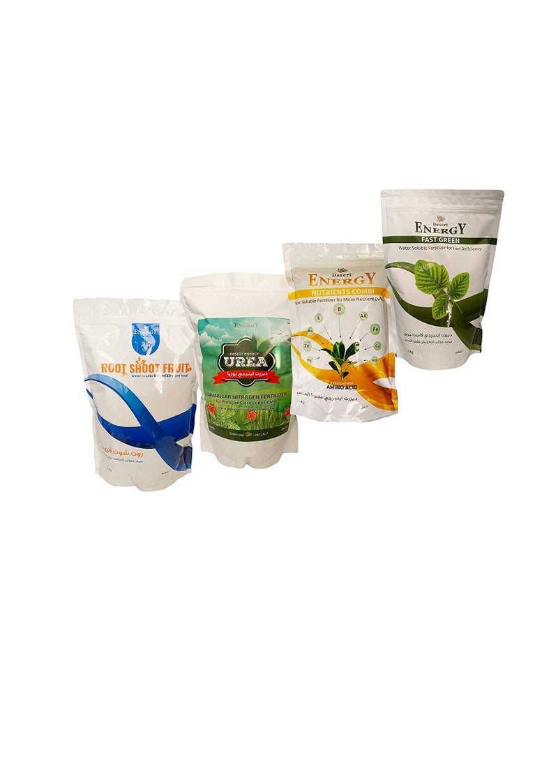 DESERT ENERGY - Desert Energy Water Soluble Fertilizers Combo Plant Root Shoot Fruit 2 KGS Urea 2.5 KGS Micronutrients 1 KG Fast Green Iron 1 KG for Outdoor & Indoor Plants - Image 1