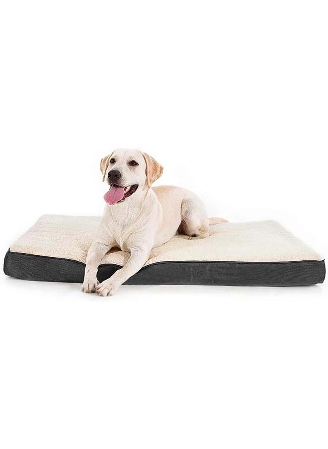 L&E Dog Bed for Large Dogs - Big Orthopedic Crate Bed Plush Dog Bed with Egg Crate Foam Pet Bed Mat, Removable Washable Cover, Suitable for Dogs Up to (White, L:91*69*7.5CM)  - Image 1