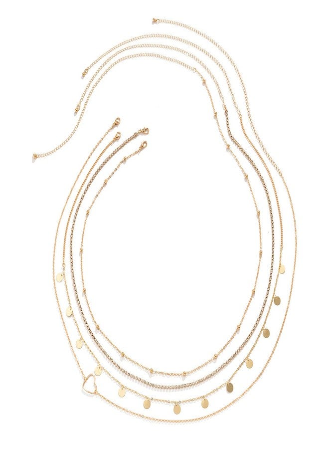 Fabme Women's Waist Chain - Stylish Saree Gold Plated Belly Chain 4 Pcs Body Hip Chain for the Waist Ladies Sexy Bikini Jewelry (26-42 In) - Image 4
