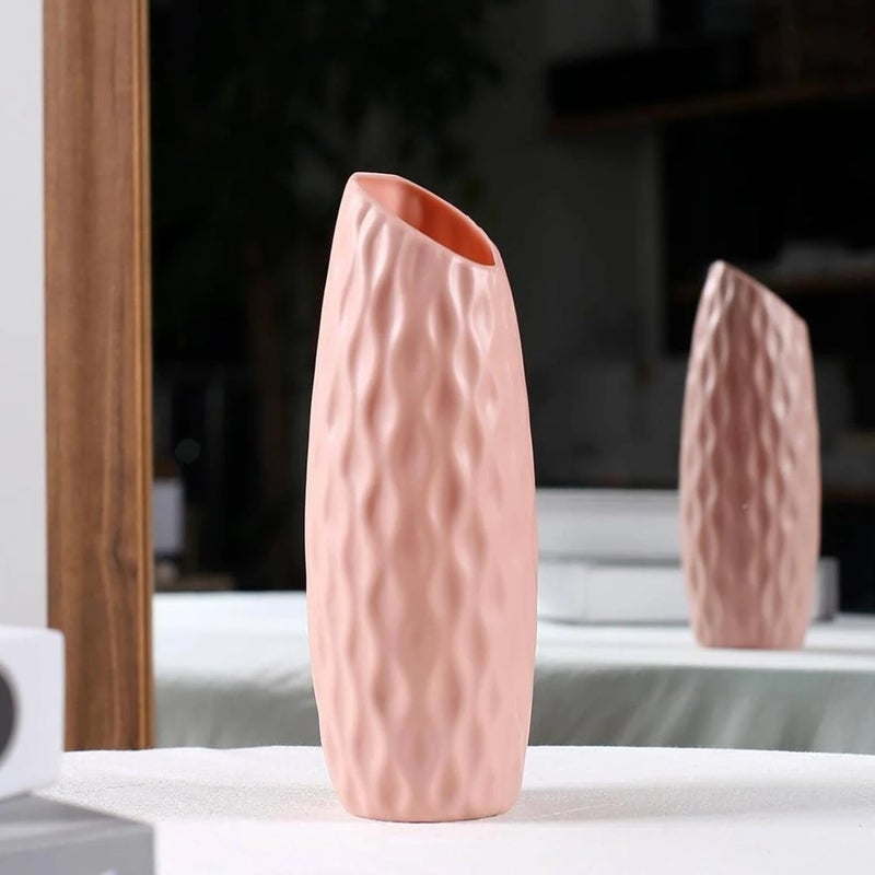 Ascension Plastic Different Shaped Flower Pot Vases for Diwali Decoration Flower Pot for Home Office Bed Room Living Room Decoration Unbreakable Flower Vase for Table Corner Balcony Decoration (Pink) - Image 1