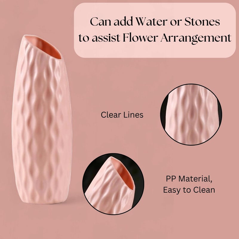 Ascension Plastic Different Shaped Flower Pot Vases for Diwali Decoration Flower Pot for Home Office Bed Room Living Room Decoration Unbreakable Flower Vase for Table Corner Balcony Decoration (Pink) - Image 4