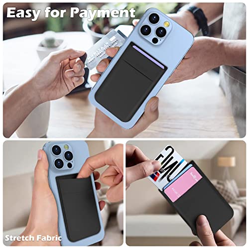 imluckies Magnetic Wallet for iPhone Magsafe, Double Stretchy Fabric Pocket Wallet, Magnet Credit ID Card Wallet Holder for iPhone 17 Pro Max / 17 Pro / 17/16 / 15/14 / 13/12 Series, Black - Image 2