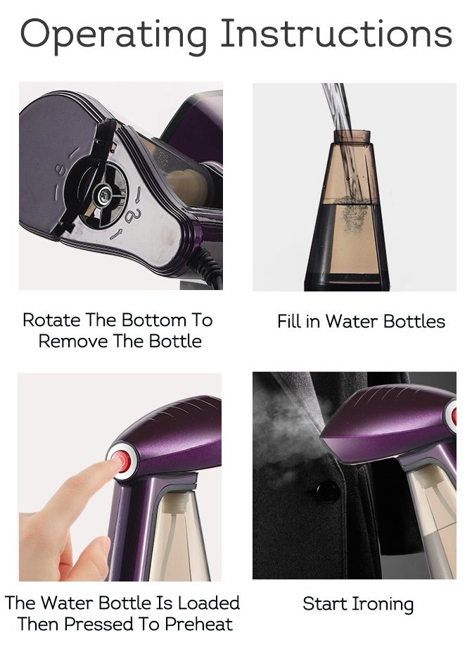 DOSCHER - 1640W Handheld Clothes Steamer 260ml Portable Steam Iron with Strong Penetrating 30g/Min - Water Bottle can be Connected(25mm) - Image 1