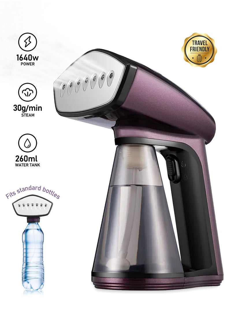 DOSCHER - 1640W Handheld Clothes Steamer 260ml Portable Steam Iron with Strong Penetrating 30g/Min - Water Bottle can be Connected(25mm) - Image 1
