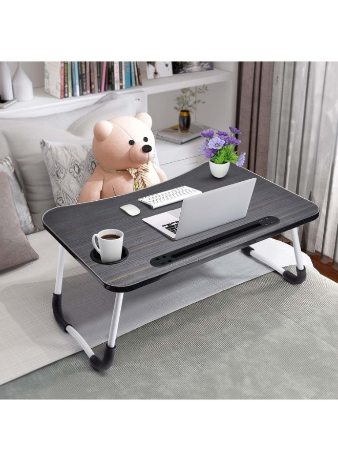 طاولة كمبيوتر محمول متعددة الوظائف قابلة للطي - مكتب قابل للتعديل مع حامل أكواب للاستخدام على السرير، والأريكة، والأرضية، والتخييم، والاستخدام اليومي - Image 5