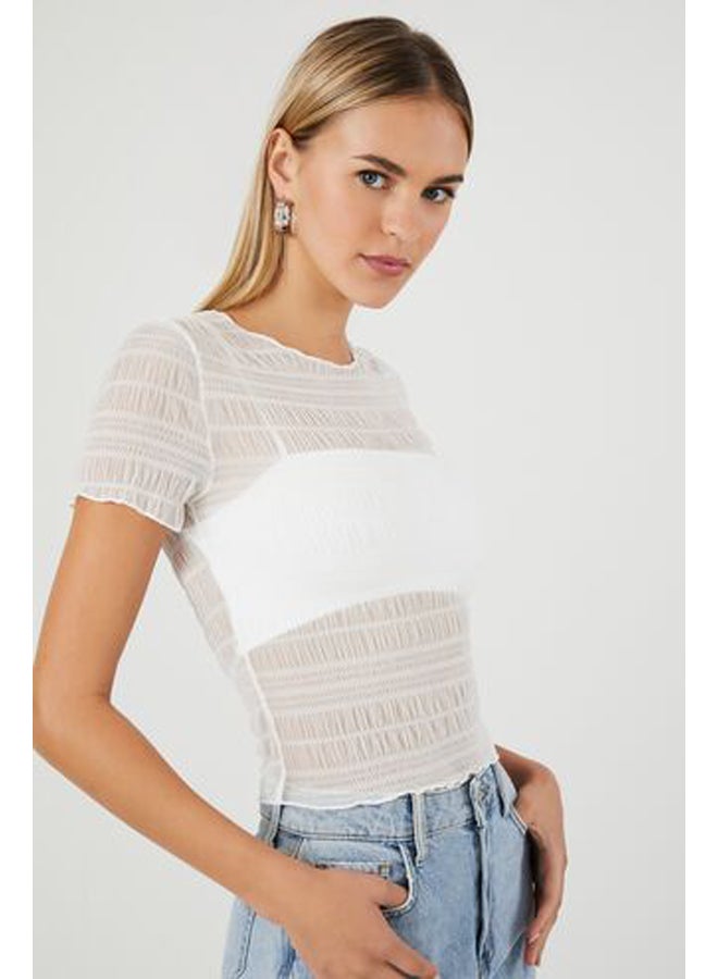 FOREVER 21 Sheer Mesh Lettuce-Edge Tee - Image 2