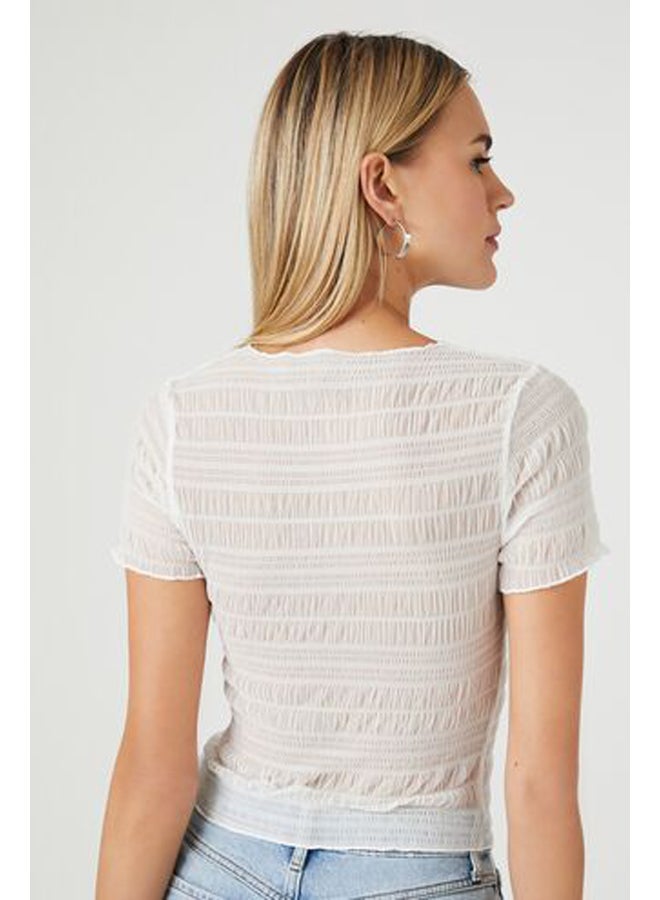FOREVER 21 Sheer Mesh Lettuce-Edge Tee - Image 3
