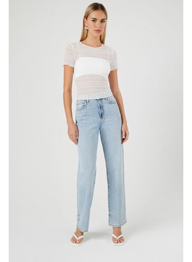 FOREVER 21 Sheer Mesh Lettuce-Edge Tee - Image 4