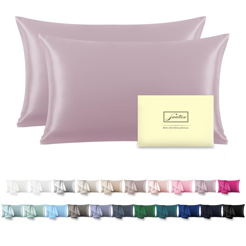 Silk Pillow Cases 2 Pack Soft Breathable and Sliky Queen Size Pillow Cases Set of 2Natural Mulberry Satin Silk Pillowcase with Hidden Zipper for Hair and Skin Lavender20X 302pcs