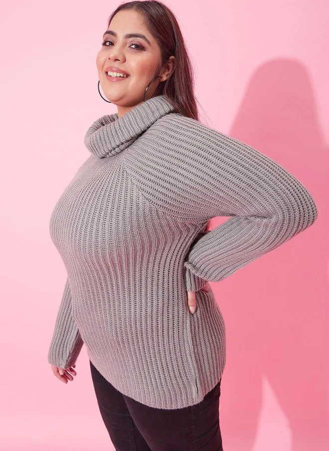 CURVY STREET كنزة صوف نسائية مضلعة