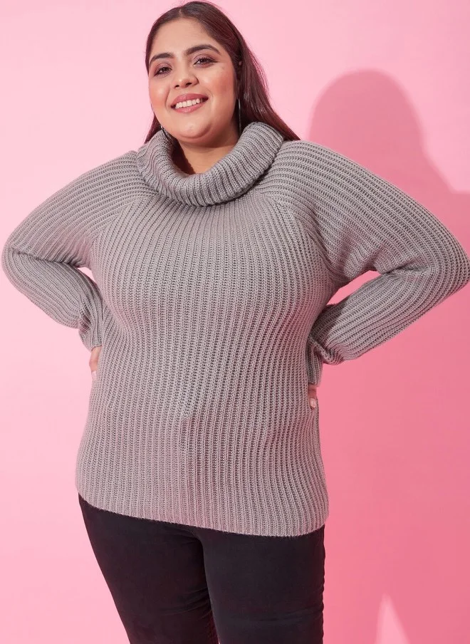 CURVY STREET Ribbed Acrylic Pullover for Women