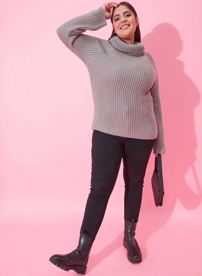 CURVY STREET كنزة صوف نسائية مضلعة