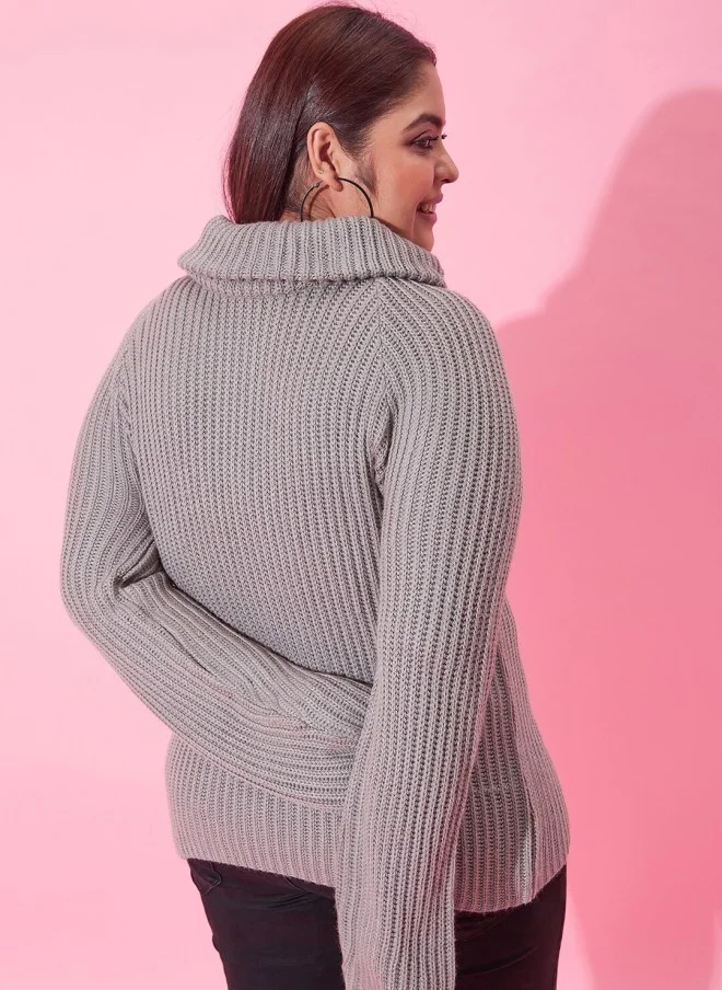 CURVY STREET كنزة صوف نسائية مضلعة