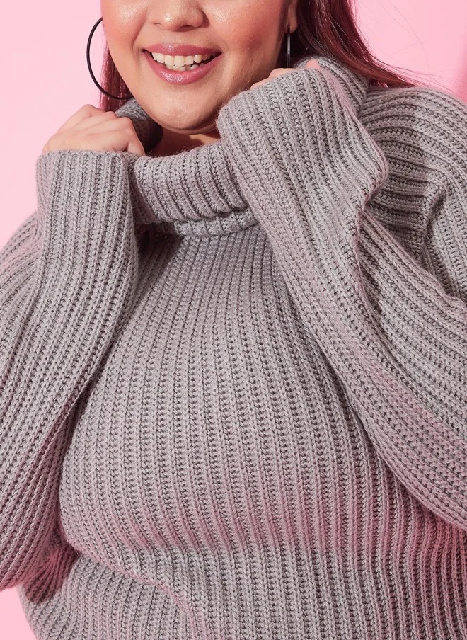 CURVY STREET Ribbed Acrylic Pullover for Women