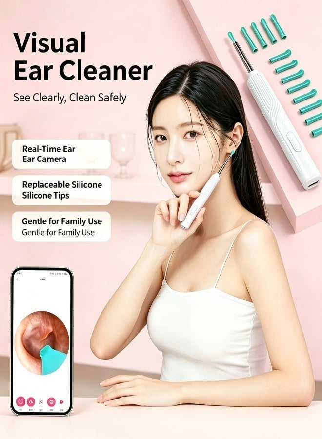 Wireless Visual Ear Cleaner HD Ear Endoscope Camera, Rechargeable Smart Ear Wax Removal Kit with Replaceable Silicone Ear Tips for Family Use - Image 1