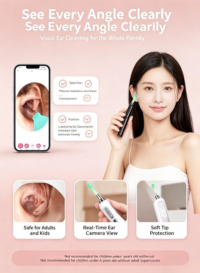Wireless Visual Ear Cleaner HD Ear Endoscope Camera, Rechargeable Smart Ear Wax Removal Kit with Replaceable Silicone Ear Tips for Family Use - Image 2
