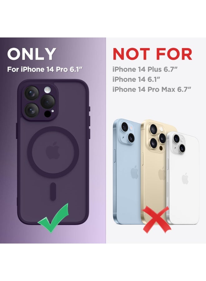 CAPRARO Magnetic for iPhone 14 Pro Case, [Compatible with MagSafe] [Full Camera Protection] Shockproof Protective Slim Translucent Matte Phone Case for iPhone 14 Pro 6.1'', Deep Purple - Image 2