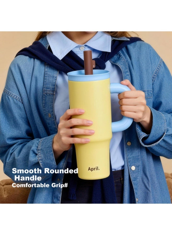 April Straw Insulated Tumbler Large Capacity Ice Mug 1150ml High-value Water Bottle Gift For Women Festival - Image 2