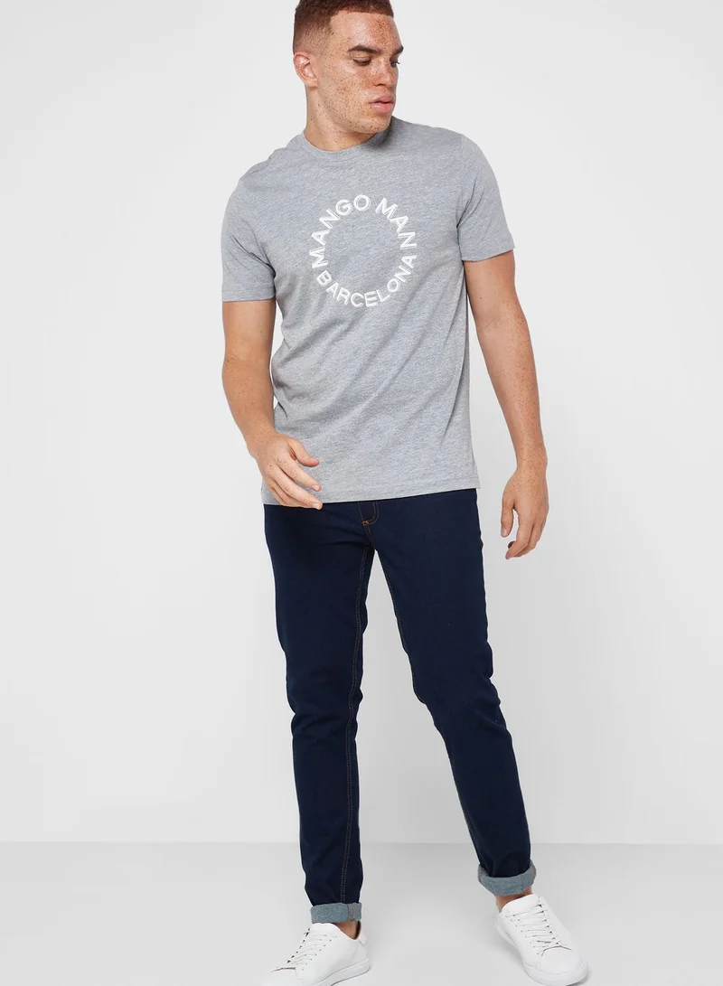 Mango Man Logo Crew Neck T-Shirt