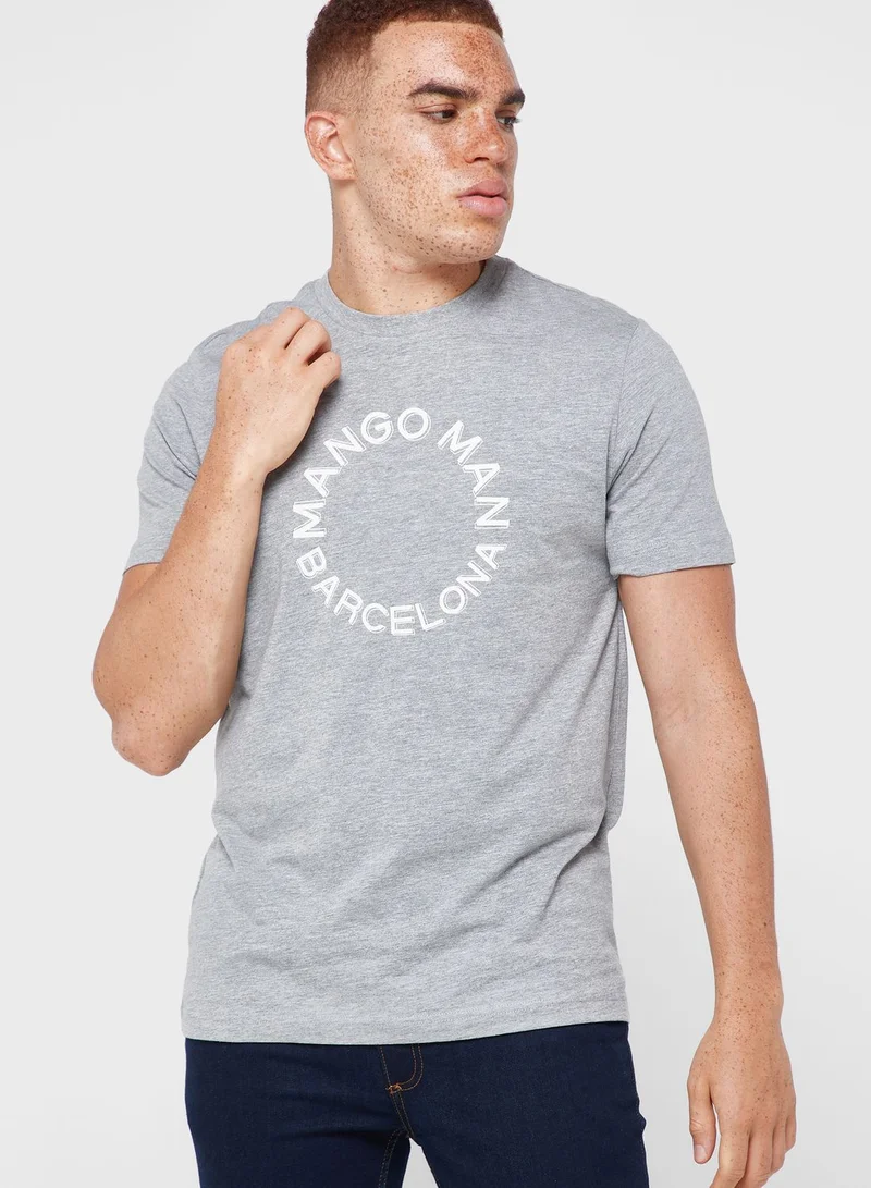 Mango Man Logo Crew Neck T-Shirt