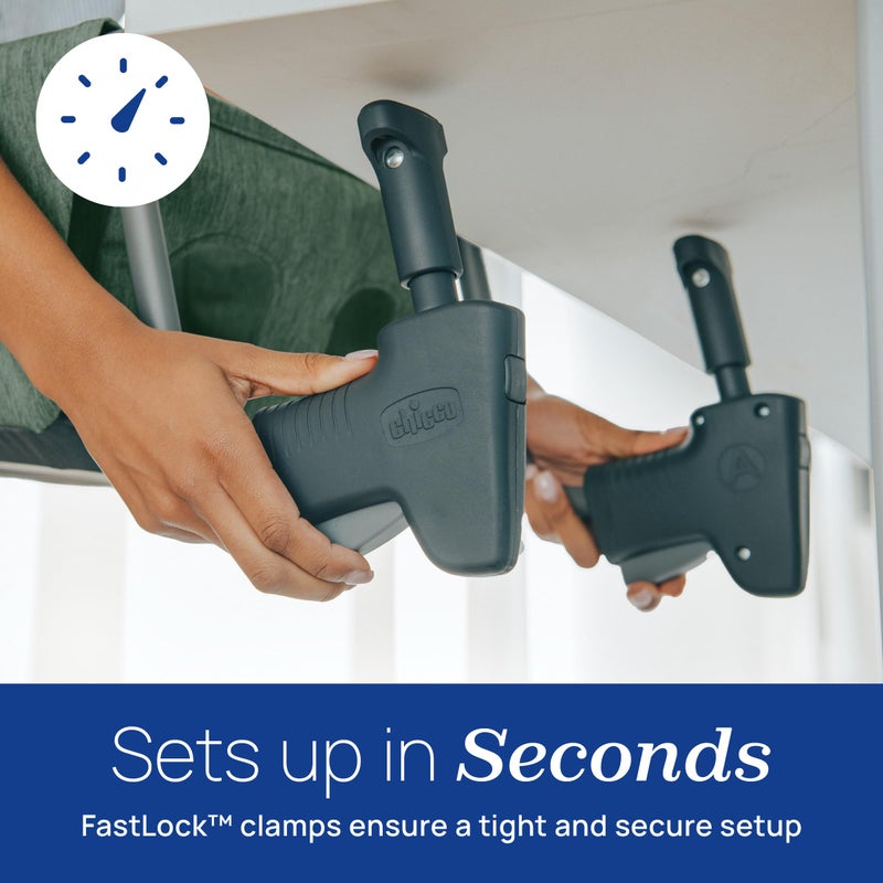 Chicco FastLock Hook-On High Chair, Portable High Chair for Babies and Toddlers, Sets up in Seconds | Black/Black - Image 3