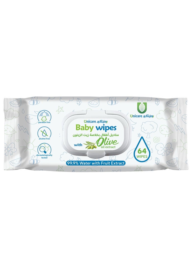 Unicare - Baby Wipes 468 g 3 pack of 64 wipes -Olive oil - Image 1