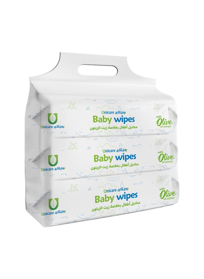 Unicare - Baby Wipes 468 g 3 pack of 64 wipes -Olive oil - Image 1